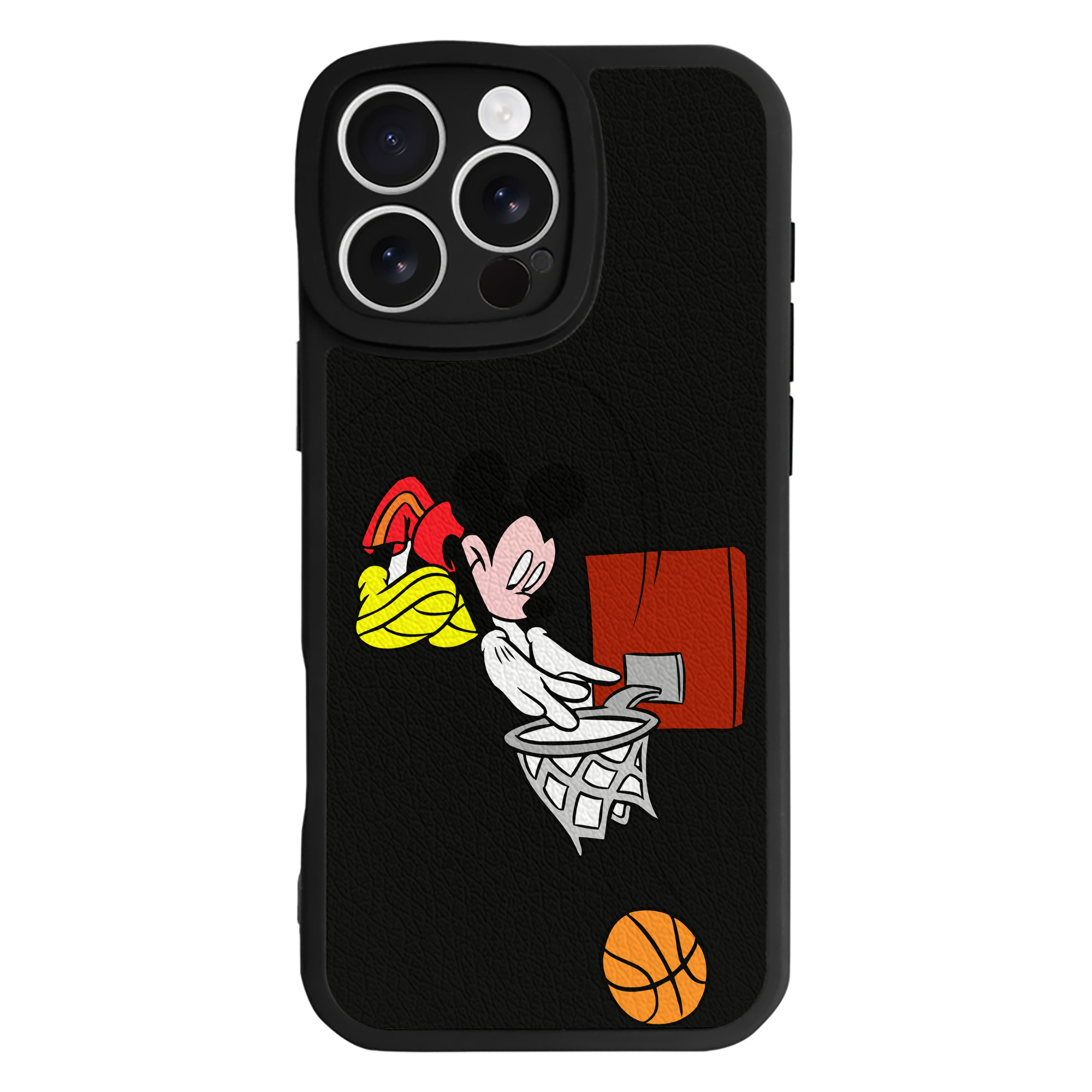 （画像用） ミッキーマウス Mickey Mouse 【iPhone 16シリーズ対応】シリコンスマホケース（レザー調） 材質：シリコン